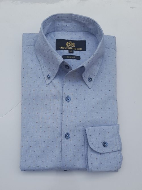 Light Blue Polka dot chambray