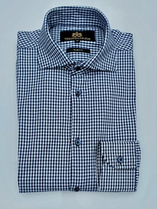 Navy Blue Gingham Shirt