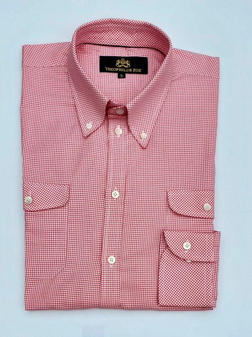 Red Houndstooth Buttoned down Shirt