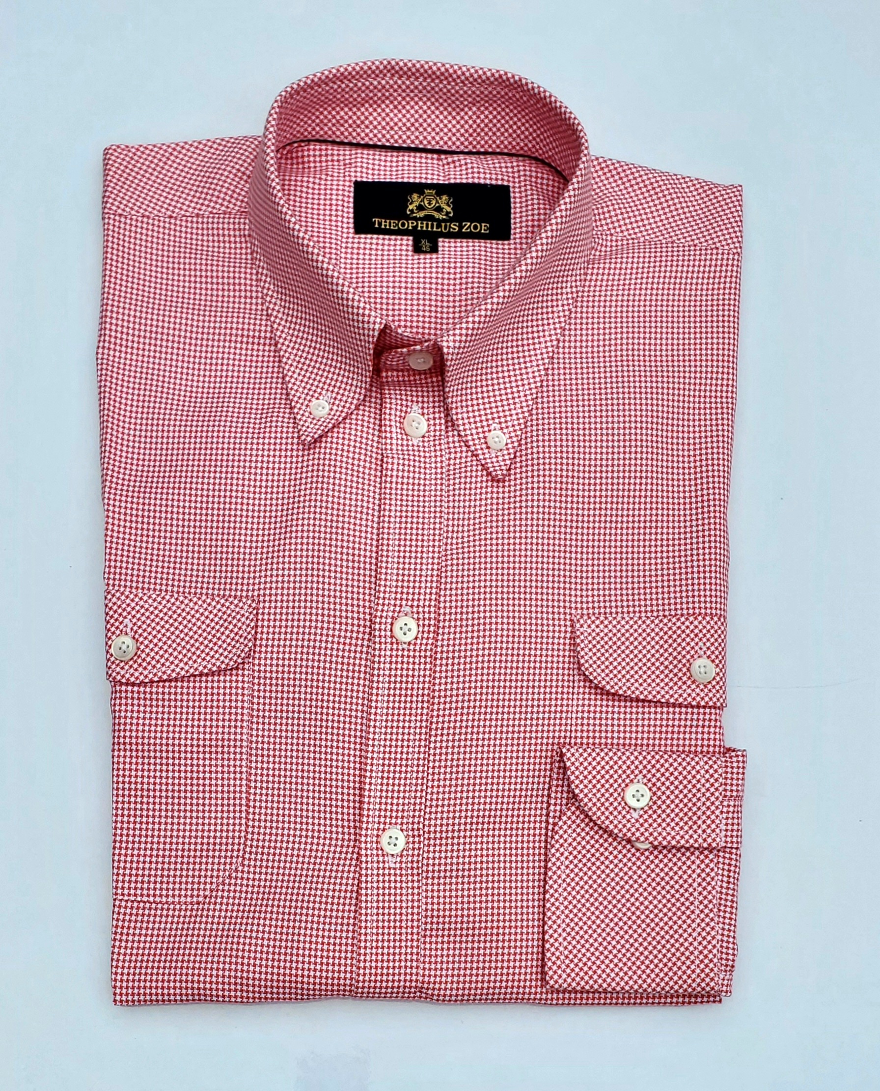 Red Houndstooth Buttoned down Shirt