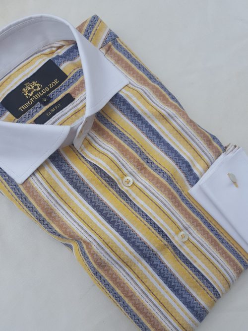 Yellow Striped Jacquard Shirt